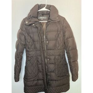 Kenneth Cole Reaction Brown Quilted Down Filled Jacket Parka Coat Size Small